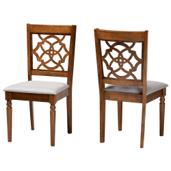 Baxton Studio Renaud Dining Chairs, Gray/Walnut Brown, Set Of 2 Chairs