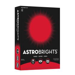 Astrobrights® Colored Multi-Use Print & Copy Paper, Letter Size (8 1/2" x 11"), 24 Lb, Re-Entry Red, Ream Of 500 Sheets