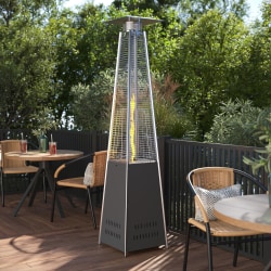 Flash Furniture Sol Patio Outdoor Propane Heater with Wheels, 90"H x 22-1/4"W x 22-1/4"D, Slate Gray