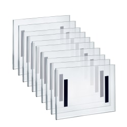 Azar Displays Acrylic Magnetic U-Frame Horizontal Sign Holders, 8"H x 10"W x 1/4"D, Clear, Pack Of 10 Sign Holders