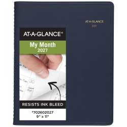 AT-A-GLANCE® 2027 15-Month Monthly Planner, Navy, Large, 9" x 11"