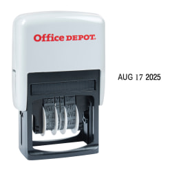 Office Depot® Brand Date Line Dater Stamp Self-Inking with Extra Pad Date Line Dater  Stamp, 1" x 3/16" Impression, Black Ink