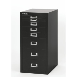 Bisley 15"D Vertical 8-Drawer Under-Desk Storage Cabinet, Metal, Black