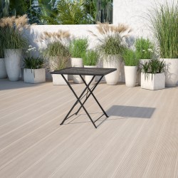 Flash Furniture Oia Commercial Grade 28" Square Indoor-Outdoor Steel Folding Patio Table, 28"H x 28"W x 28"D, Black