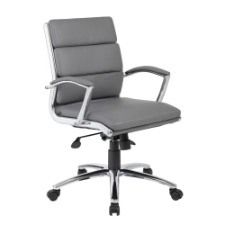 Boss Office Products CaressoftPlus™ Mid-Back Chair, Gray/Black