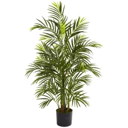 Nearly Natural Areca Palm 42"H UV Resistant Indoor/Outdoor Plastic Tree With Pot, 42"H x 28"W x 28"D, Green