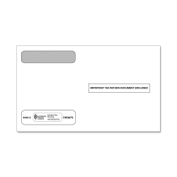 ComplyRight Double-Window Envelopes For W-2 (5206 And 5208) Tax Forms, 5-5/8" x 9", Self-Seal, White, Pack Of 100 Envelopes
