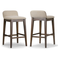 Glamour Home Atia Low-Back Bar Stools, Brown, Set Of 2 Stools