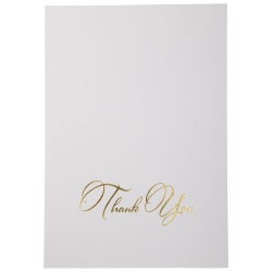 JAM PAPER Thank You Card Sets, 4 7/8 x 3 3/8, White Cards with Gold Script, 25 Cards/PK