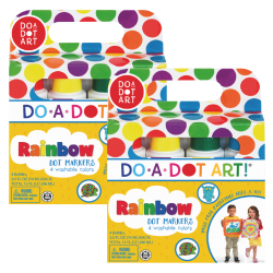 Do-A-Dot Art! Rainbow Washable Sponge Tip Markers, Assorted Colors, 4 Per Pack, Set Of 2 Packs