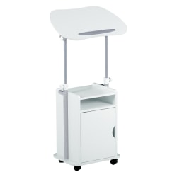 Techni Mobili 24"W Sit-to-Stand Rolling Adjustable Height Laptop Cart Standing Desk With Storage, White, Total Qty 1
