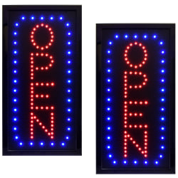 Alpine LED Rectangular Signs, 10" x 19" x 1", Open, 12W, Pack Of 2 Signs