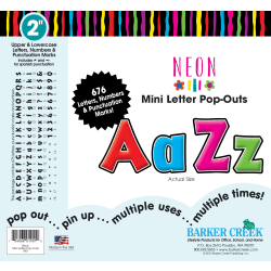Barker Creek® Letter Pop-Outs, 2", Neon, Set Of 676
