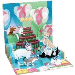 Up With Paper Everyday Pop-Up Greeting Card With Envelope, Half Fold, 4-1/2" x 4-1/2", Party Cats