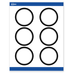 Avery® Print-To-The-Edge Labels With Sure Feed® Technology, S00-DM1-PRWMP10, Round, 3", Matte White, Preprinted Double Black Border Design, Pack Of 60