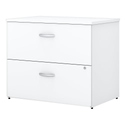 Bush Business Furniture Easy Office 24"D Lateral 2-Drawer File Cabinet, White, Delivery