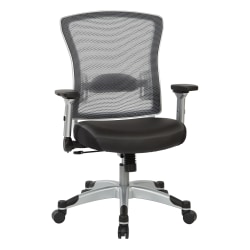 Office Star™ Space Seating Ergonomic Leather High-Back Executive Chair, Silver