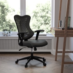 Flash Furniture Designer Ergonomic LeatherSoft™ Faux Leather/Mesh High-Back Chair, Black