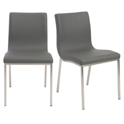 Eurostyle Scott Side Chairs, Gray/Brushed Steel, Set Of 2 Chairs