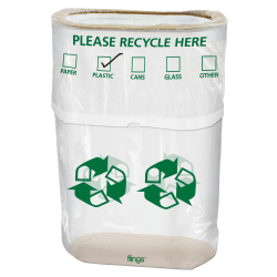Amscan Pop-Up Trash Fling Plastic Recycling Bins, 13 Gallons, Green, Pack Of 3 Bins