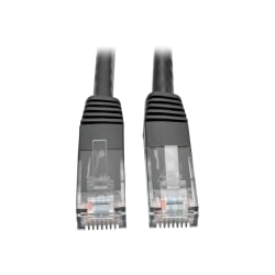 Tripp Lite Cat6 Gigabit Molded Patch Cable RJ45 M/M 550MHz 24 AWG Black 1' - 1 ft - 1 x RJ-45 Male Network - 1 x RJ-45 Male Network - Gold-plated Contacts - Black
