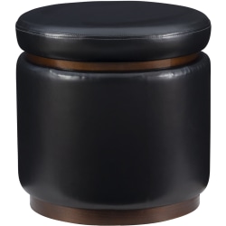 Linon Brenock Faux Leather Storage Ottoman, Black/Walnut