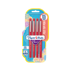 Paper Mate® Flair® Porous-Point Pens, Medium Point, 0.7 mm, Red Ink, Pack Of 4 Pens