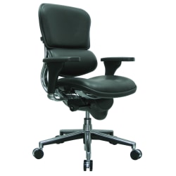 Eurotech Ergohuman Bonded Leather Mid-Back Chair, Black/Chrome