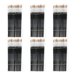Charles Leonard Watercolor Paint Brushes, #7, 3/4", Camel Hair/Black Handle, Set Of 12 Brushes, Pack Of 6 Sets