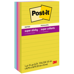 Post-it® Super Sticky Notes, 5 Pads, 4 in x 6 in, 2x the Sticking Power, School Supplies and Office Products, Sticky Notes  - 6605SSJOY