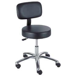 Safco® Pneumatic-Lift Lab Stool With Back, Black/Chrome