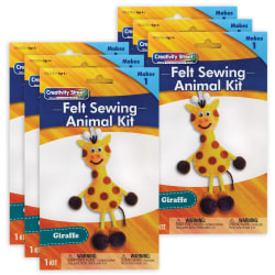 Creativity Street Felt Sewing Animal Kits, 11" x 6" x 3/4", Giraffe, Set Of 6 Kits