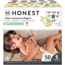 The Honest Company Clean Conscious Diapers, Size 5, Letters, 50 Diapers Per Box