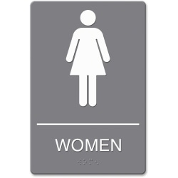 Headline Sign ADA Restroom Sign, Women's, 6" x 9", Gray