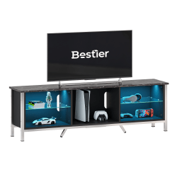Bestier 70" Modern Gaming TV Stand For 75" TVs, 22"H x 71"W x 15-11/16"D, Black Marble
