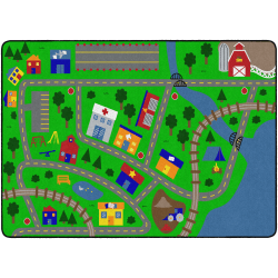 Flagship Carpets Our City Roads Area Rug, 6'H x 8'4"W, Green/Blue