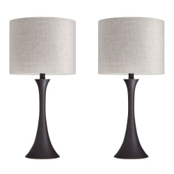 LumiSource Lenuxe Contemporary Table Lamps, 24-1/4"H, Natural Tan Shade/Oil-Rubbed Bronze Base, Set Of 2 Lamps