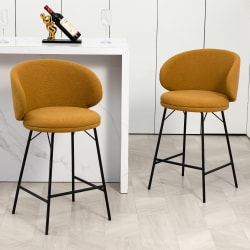Glamour Home Baxter Fabric Counter Height Stools With Back, Brown, Set Of 2 Stools
