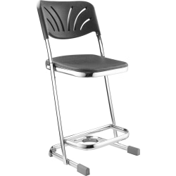 National Public Seating 6600 Series Elephant Z-Stools With Backrest, 22"H, Black/Chrome, Pack Of 3 Stools