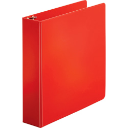 Business Source Basic 3-Ring Binder, 2" Round Rings, Red