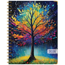 2025-2026 Global Excello Brands Hardcover Fashion Weekly/Monthly Planner, 8-1/2" x 11", Black Tree Seasons, November 2025 To December 2026