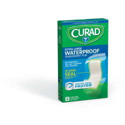 CURAD® Waterproof Adhesive Strips, 2 3/8" x 3 15/16", Clear, Case Of 24