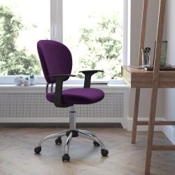 Flash Furniture Mesh Mid-Back Swivel Task Chair With Arms, Purple/Silver