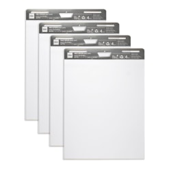 Office Depot® Brand Self-Stick Easel Pads, 25" x 30", 30 Sheets, 80% Recycled, White, Pack Of 4 Pads