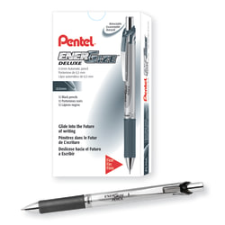 Pentel® EnerGize™ Mechanical Pencil, 0.5mm, #2 Lead, Black/Silver Barrel, Pack Of 12