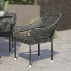 Flash Furniture Ethan All-Weather Rattan Wicker Stacking Patio Dining Chair, Gray