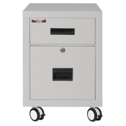 FireKing 30-Minute Fire-Rated 18"W Vertical 2-Drawer Mobile Locking Fireproof File Cabinet, Metal, Platinum, Dock-to-Dock Delivery