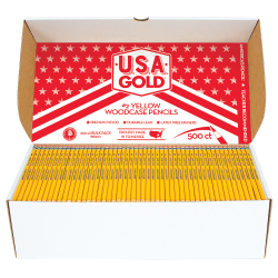 Cra-Z-Art U.S.A. Gold Sharpened Pencils, #2 Lead, Medium, Yellow, Box Of 500 Pencils