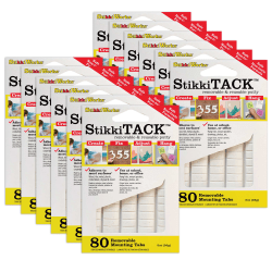 Stikkiworks Co. StikkiTack, White, 2 oz./80 Tabs Per Pack, Set Of 12 Packs
