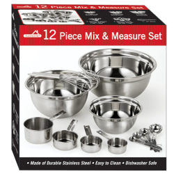EuroHome 12-Piece Stainless Steel Mix And Measure Set, Silver